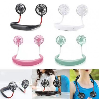 Buy Lazy Neck Hanging Dual Mini Rechargeable Cooling Fan in Pakistan
